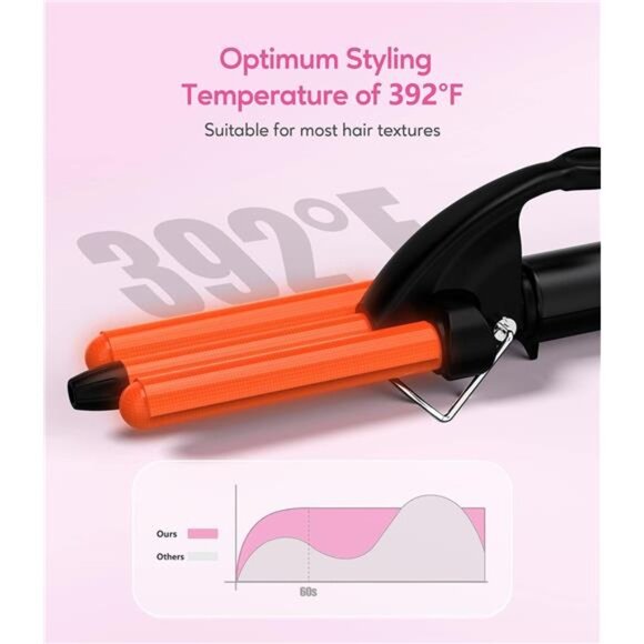 Mini Waver Curling Iron, 1/2 Inch, Hair Crimper for Women Beach Waves, Keratin - Picture 5 of 14
